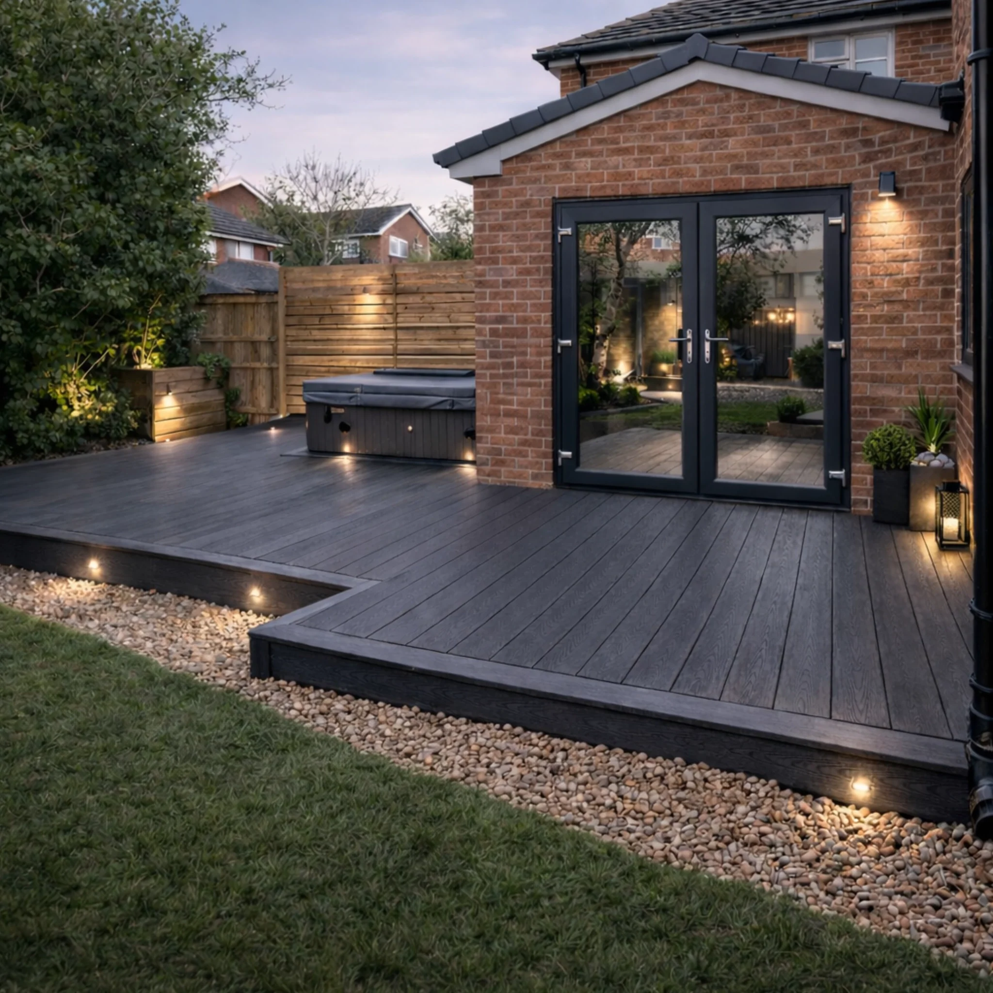 Timber deck boards and garden detail