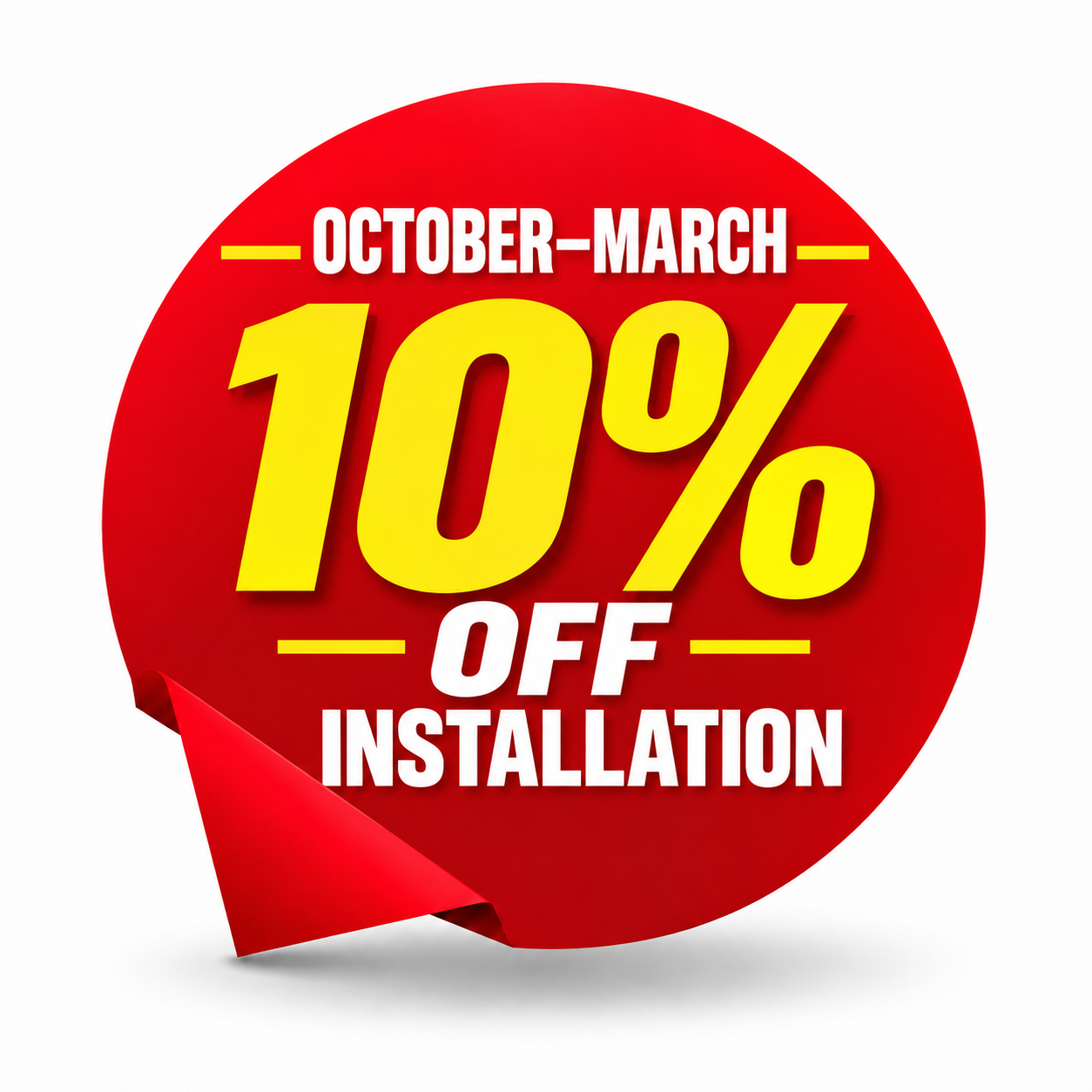 Eligible October to March installation: 10 percent